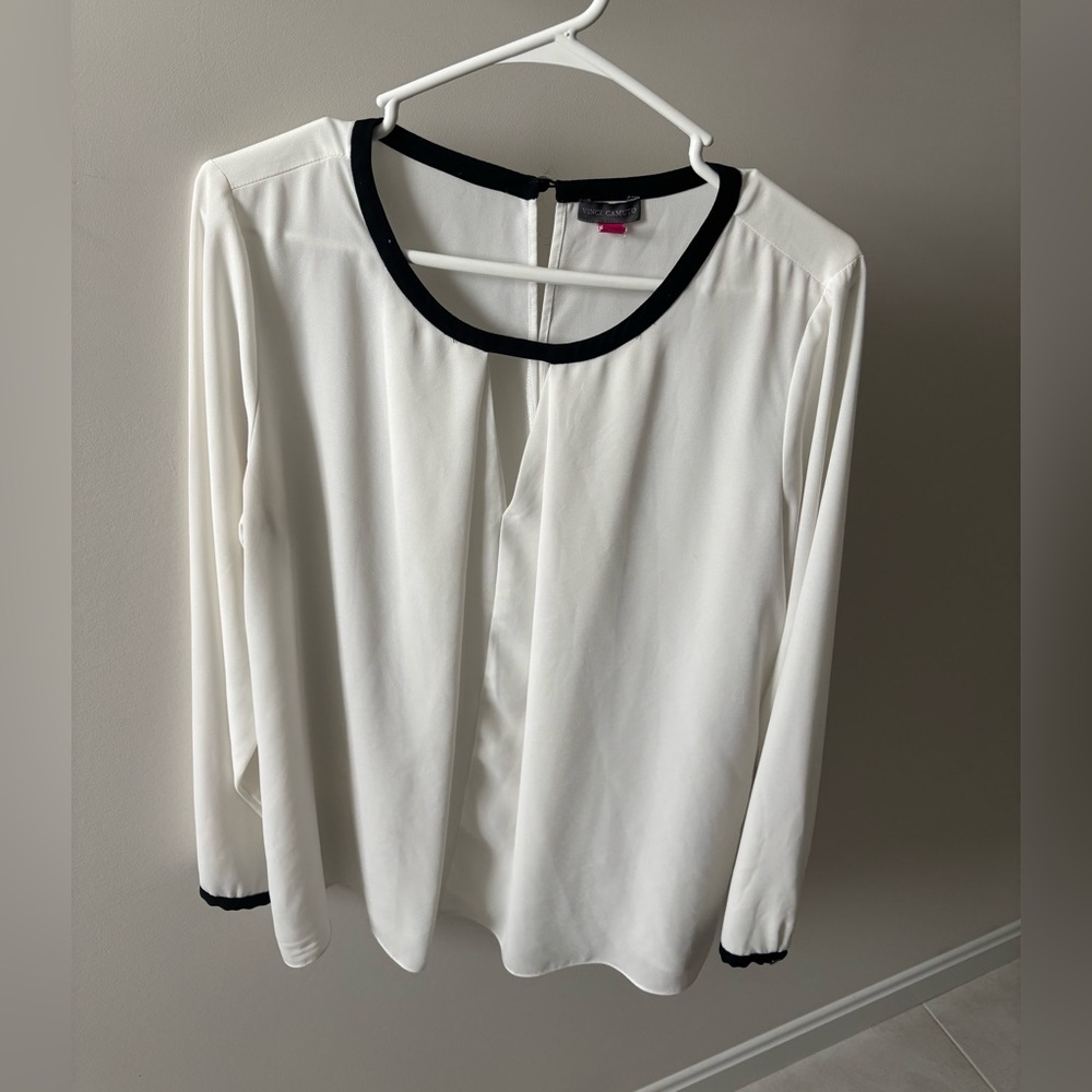 Vince Camuto White Blouse with Black Trim